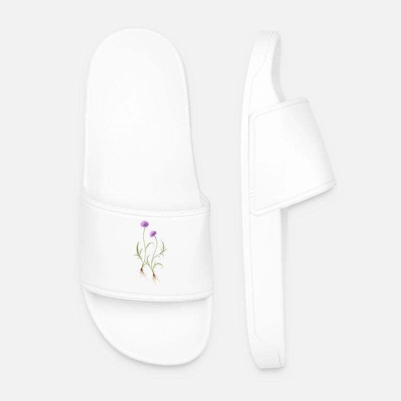 Meadow Flower Nature Illustration - Men’s Pool Sliders - white