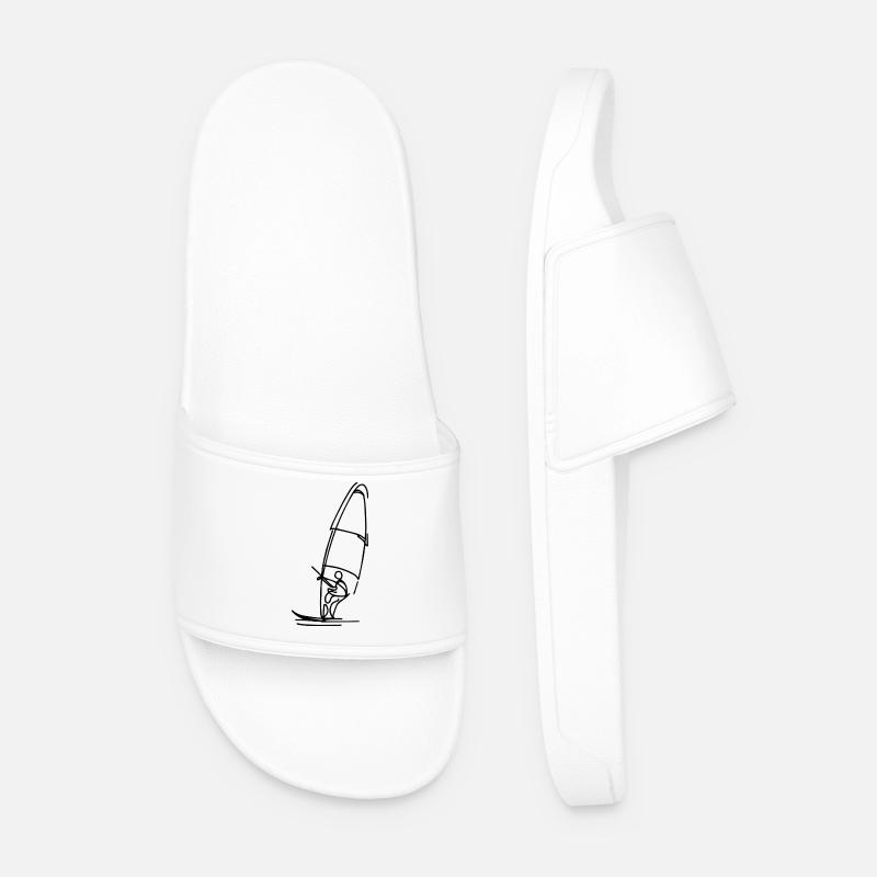 Windsurfer Drawing - Men’s Pool Sliders - white