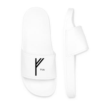 Fehu Rune with Name Black – Viking Futhark - Men’s Pool Sliders - white - Front