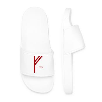 Fehu rune named Red – Viking Futhark Norse - Men’s Pool Sliders - white - Front