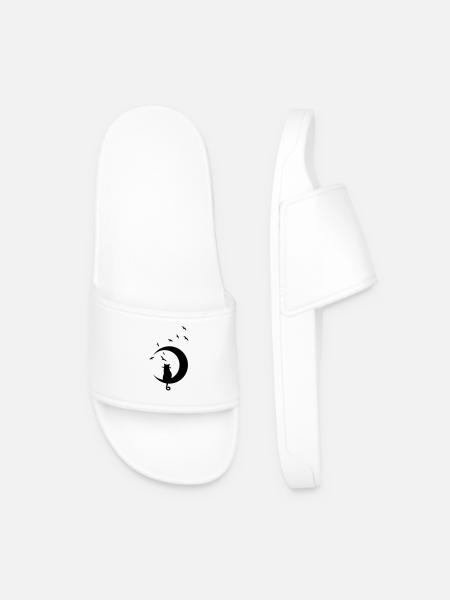 CAT ON MOON - Men’s Pool Sliders - white