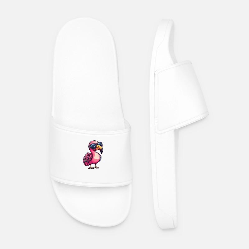 Flamingo Comic Vacation - Men’s Pool Sliders - white