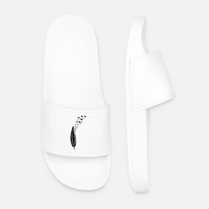 Feather and birds, feather with birds - Men’s Pool Sliders - white