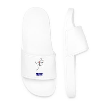 MERCI. THANKS. THANK YOU. ANNIVERSAIRE. NAISSANCE. - Claquettes Homme - blanc - Devant