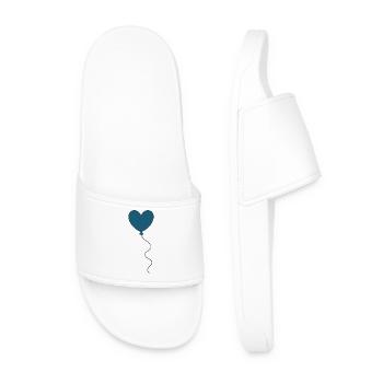Blue Heart Balloon Balloon Valentine's Day - Men’s Pool Sliders - white - Front
