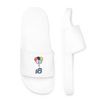 18. 18 YEARS OLD. 18th ANNIVERSARY. 18 BIRTHDAY. - Men’s Pool Sliders - white - Front