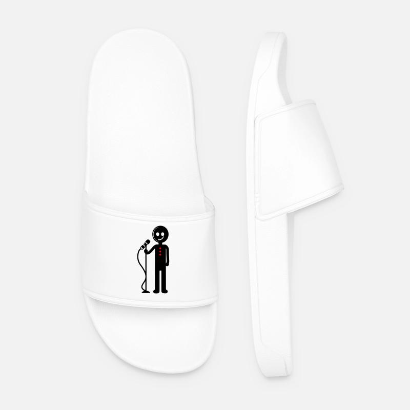 Entertainer Singer with Microphone - Men’s Pool Sliders - white