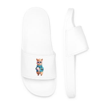 Café Alpaga à Capuche avec Lunettes - Claquettes Homme - blanc - Devant