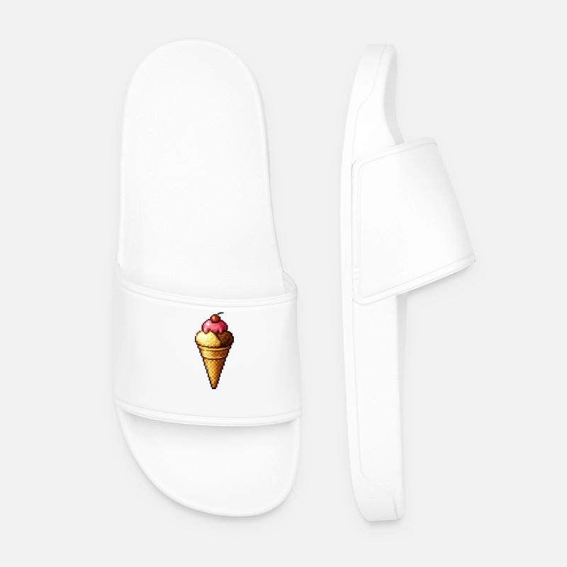 Retro Pixel Eiscreme Cone - Männer Badelatschen - Weiß