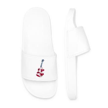 Hawaiian Ukulele Uke American Flag - Men’s Pool Sliders - white - Front
