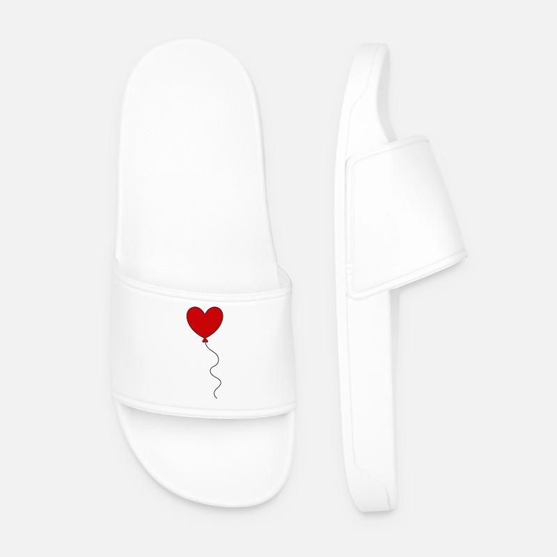 Valentines Red Heart, Valentine's Day - Men’s Pool Sliders - white