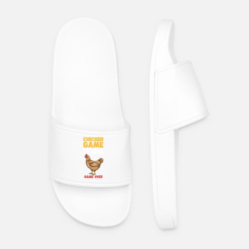Chicken Game Bold Text Tee - Men’s Pool Sliders - white