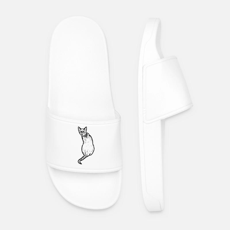 Katze schwarz - Männer Badelatschen - Weiß