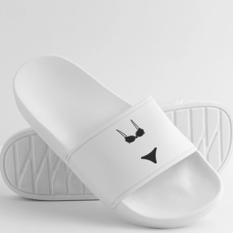 Dessous- oder Bekini-Logo für Geschäft oder Marktstand Männer Badelatschen