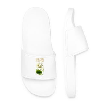 White Lotus Love Botanical Illustration - Men’s Pool Sliders - white - Front