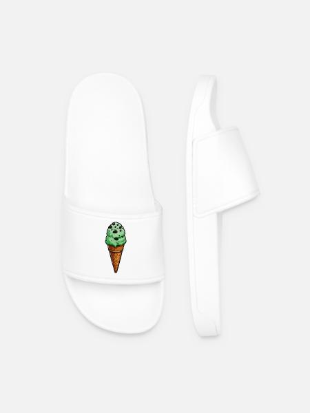 Minz-Schoko Eis-Kegel Cartoon - Men’s Pool Sliders - white
