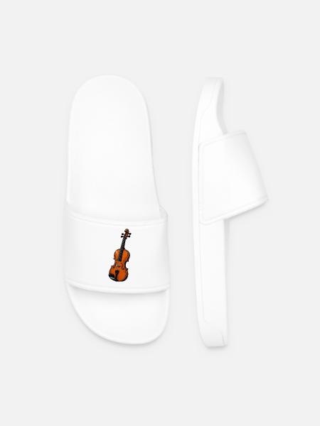 Orchestral Violin Illustration - Men’s Pool Sliders - white