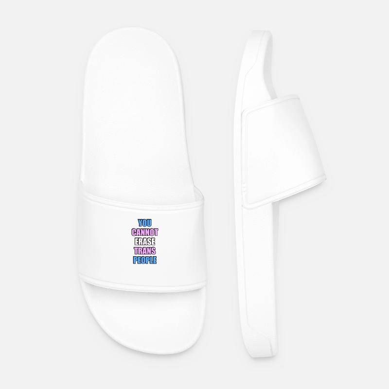 You cannot erase trans people - Men’s Pool Sliders - white