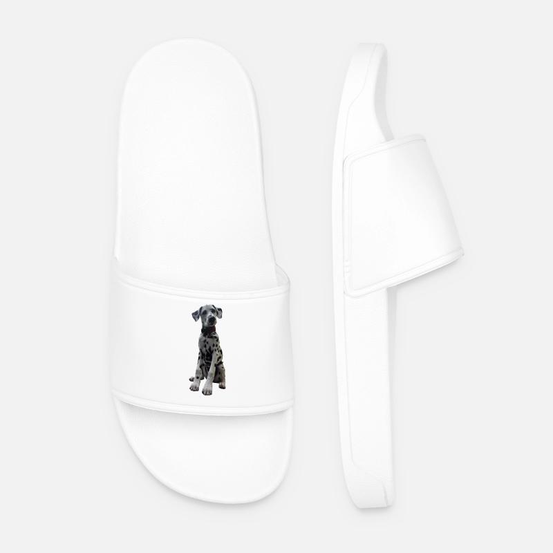 Dalmatian Puppy Pattern Contrast - Men’s Pool Sliders - white