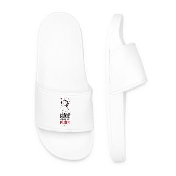 Cat Music Headphones Purr Gift - Men’s Pool Sliders - white - Front