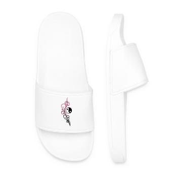 Yin & Yang symbol, Tribal and Tattoo Style. - Men’s Pool Sliders - white - Front