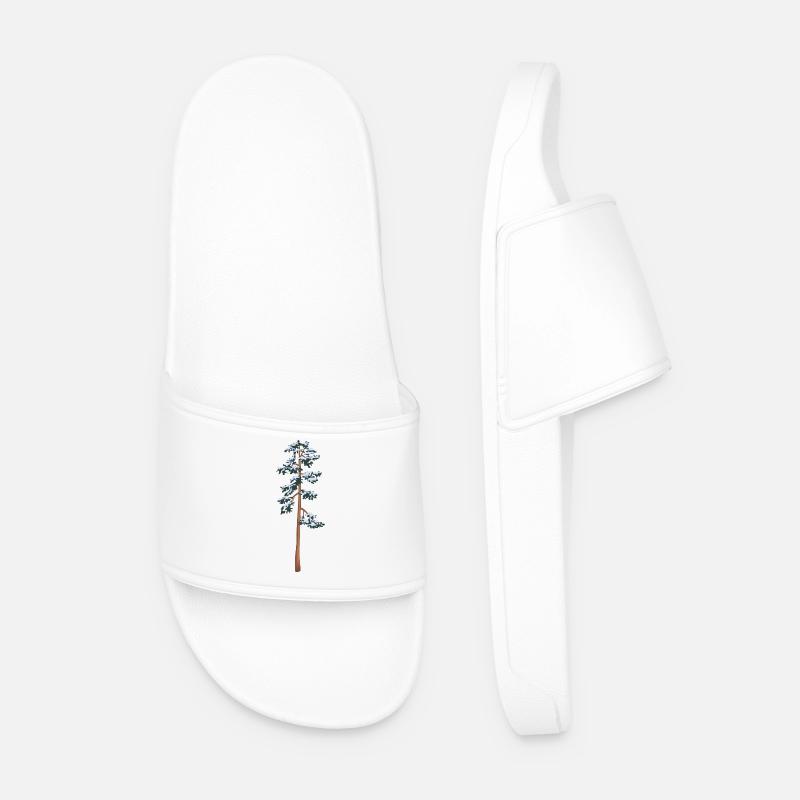 tall tree with snow - Men’s Pool Sliders - white