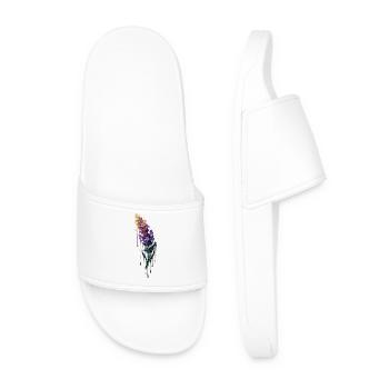 Lavender with dripping color - Men’s Pool Sliders - white - Front