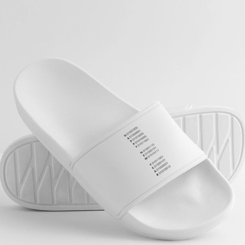 HAPPY NEW YEAR – binary code Men’s Pool Sliders