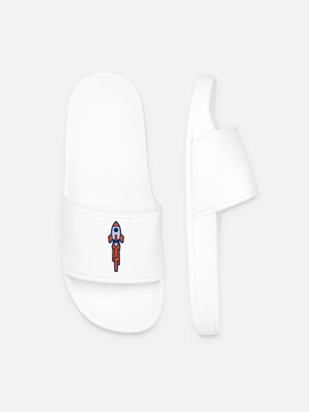 Launching Rocket Silhouette - Men’s Pool Sliders - white