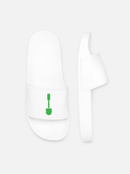 Green Toilet Brush Vector Style - Men’s Pool Sliders - white