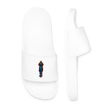 Red Blue Samurai Warrior Cloak - Men’s Pool Sliders - white - Front