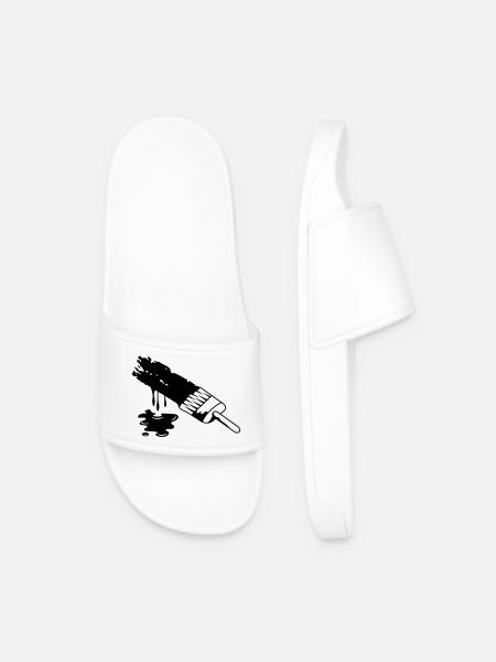A brush and dripping paint - Men’s Pool Sliders - white