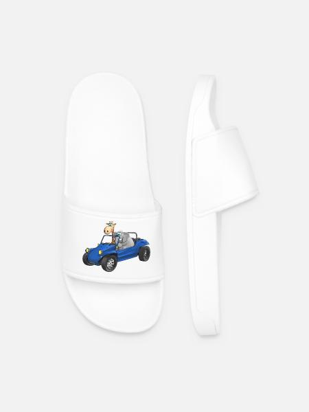 Elephant and giraffe in buggy - Men’s Pool Sliders - white