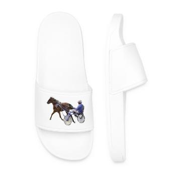 Cadeau de course de chevaux de course au trot - Claquettes Homme - blanc - Devant