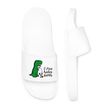 T-Rex hates darts - darts - darts player dinosaur - Men’s Pool Sliders - white - Front