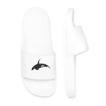 Orca Night Sky Cartoon Print - Men’s Pool Sliders - white - Front