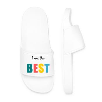 I AM THE BEST. - BESSER. - HUMOR. NACHRICHT - Männer Badelatschen - Weiß - Vorne