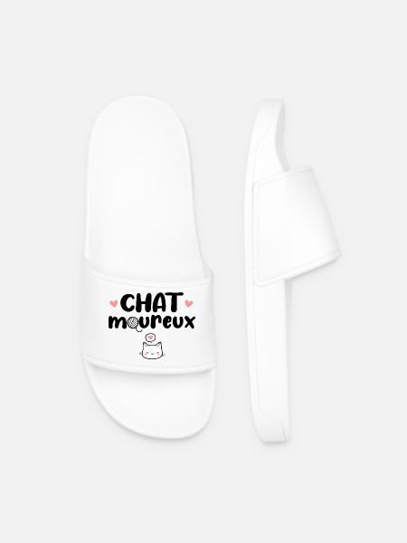 Chatmoureux Humour Chat mignon Amoureux Couple - Claquettes Homme - blanc