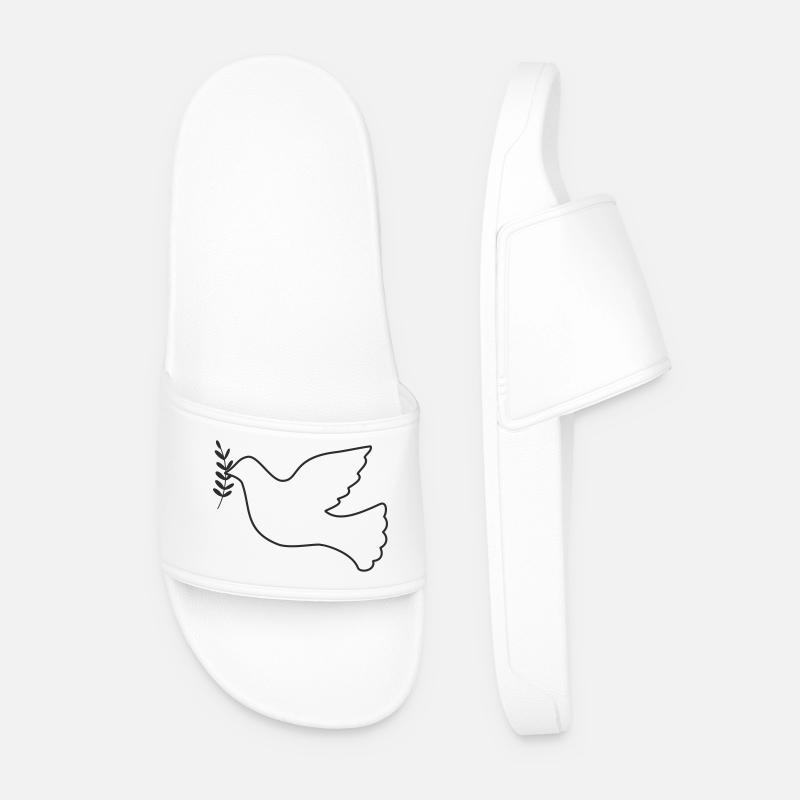 Friedenstaube mit Zweig - Männer Badelatschen - Weiß