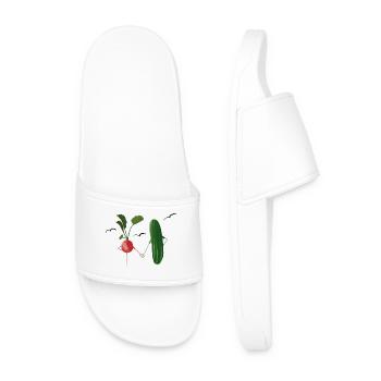 Vegetable friendship illustration - Men’s Pool Sliders - white - Front