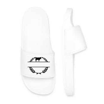 Proud of the farmer cow - Men’s Pool Sliders - white - Front