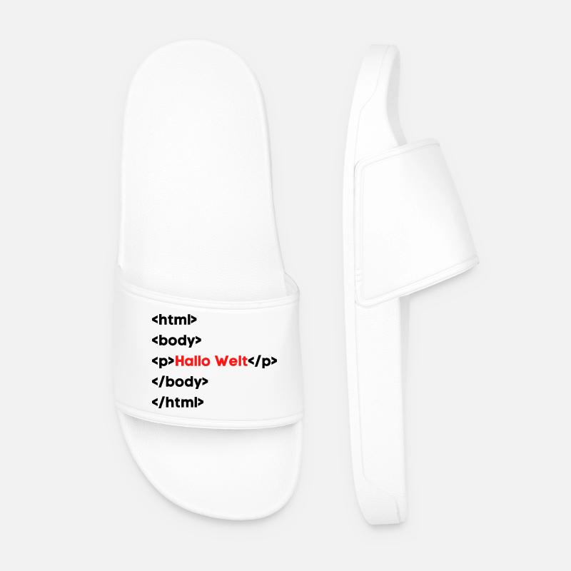 Hallo Welt HTML – Lustiges Programmierer & Coding  - Männer Badelatschen - Weiß