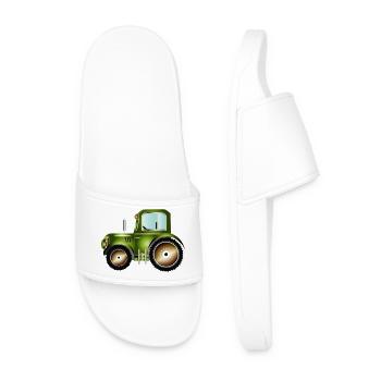 green tractor for tractor and farm fans - Men’s Pool Sliders - white - Front