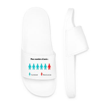 Cadeau humour: Amis Internet VS Amis réels - Claquettes Homme - blanc - Devant