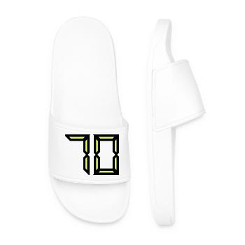70 YEARS. 70TH ANNIVERSARY. BIRTHDAY 70 YEARS. 70 - Men’s Pool Sliders - white - Front