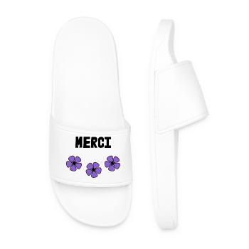 MERCI. THANKS. THANK YOU. ANNIVERSAIRE. NAISSANCE. - Claquettes Homme - blanc - Devant