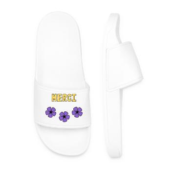 MERCI. THANKS. THANK YOU. ANNIVERSAIRE. NAISSANCE. - Claquettes Homme - blanc - Devant