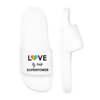 Mois de la fierté - LGBTQ+ L’amour est notre superpouvoir - Claquettes Homme - blanc - Devant
