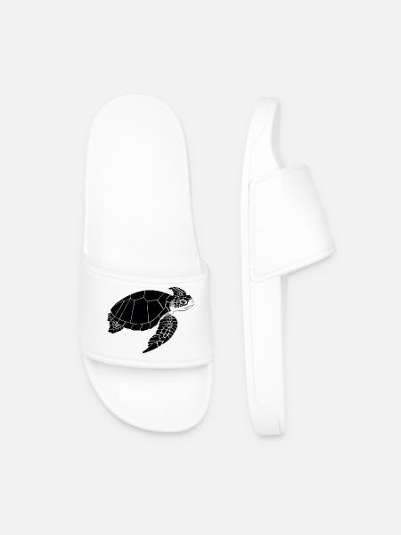 Turtle Black & White - Men’s Pool Sliders - white