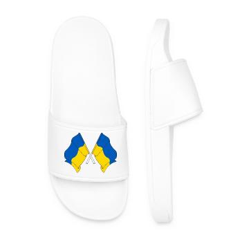 Two flags Ukraine - Men’s Pool Sliders - white - Front
